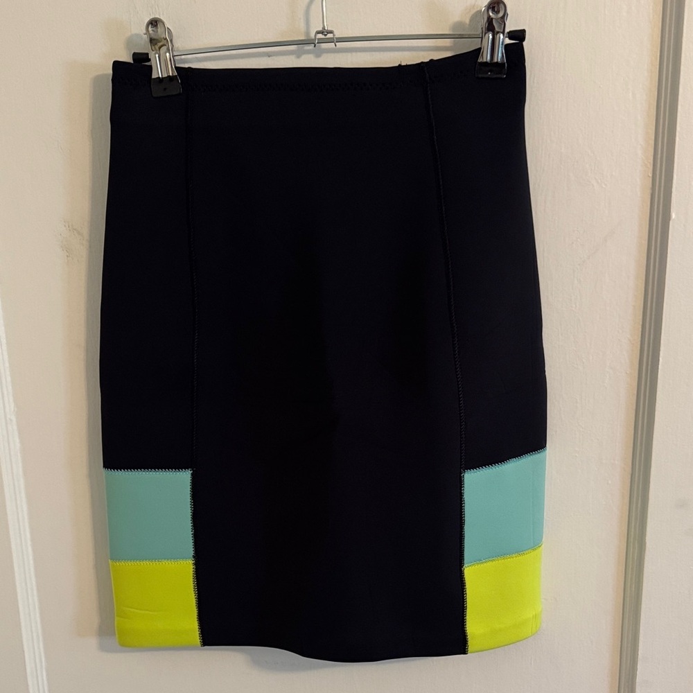 Cynthia Rowley Black Color Block Neoprene Skirt